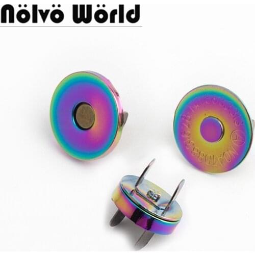 5-20-100 pieces 18*4.3mm rainbow metal magnetic buckle fasteners clasps strong magnetic buckle for lady bags purse accessories