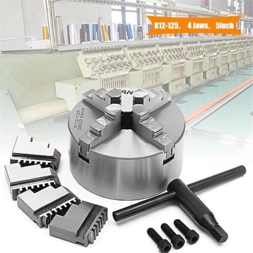 SANOU K12-125 125mm 4 Jaw Self Centering Lathe Chuck with Key for Drilling Milling Machine