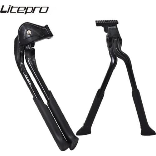 Folding Bicycle Litepro Double Kickstand Aluminum Alloy Foot Support Adjustable Center Side Support Kickstand For 20 28 Inch