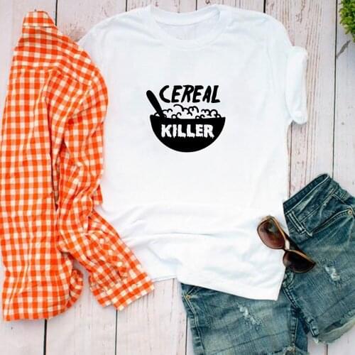 Funny Cereal Killer T Shirt Tee Women Ladies Funny Humor Birthday Gift Ideas Present Cute Puns Punny Breakfast Cereal Lover