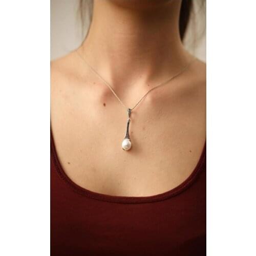 SRO Fashion Pearl Model Marcasite Stone Silver Necklace Modern Italian Design Premium Jewelry For Women Hand Made Style