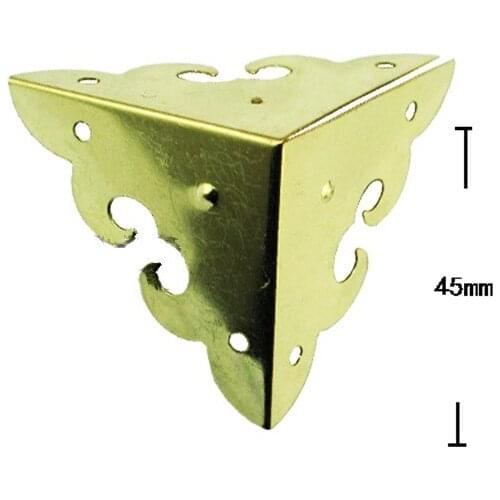 Case Box Corners For Furniture Decor Triangle Flower Side,Wooden Box Corner,Bronze Yellow/Gold Color,45mm,2Pcs