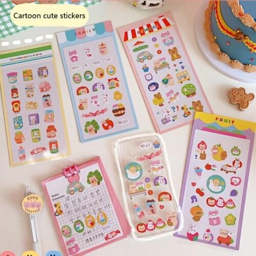 Korean Cartoon Cute Animals Stickers Creative Labels Girl Mobile Phone Notebook DIY Stationery Amusing Kawaii Decorative Sticker