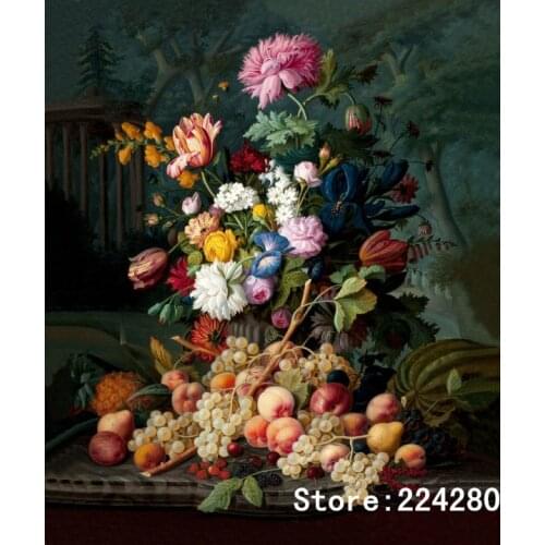 Needlework,Cross stitch,14CT Unprinted Embroidery kits Still life of Flowers and Fruits Cross-Stitching,DIY Handmade Decor