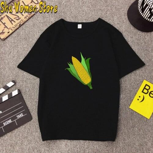 2021 new summer Womens short sleeve corn T-Shirt high quality casual Tees Soft fabric T Shirt funny farm Tops