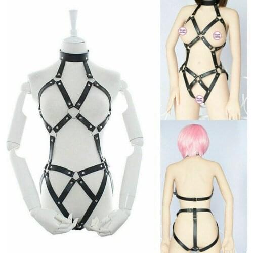 Womens Sexy Leather Body Harness Restraint Fetish Fantasy Bondage Belt Collar Bondage Toys Bdsm Restraint Sex Restraint Set