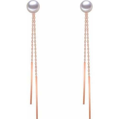 New design 925 sterling silver rose gold natural pearl earrings korea earrings lang tassel earrings fashion earrings for women