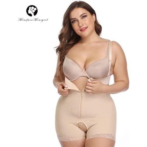 Minifaceminigirl Womens Plus Size Latex Waist Trainer Bodysuit Firm Control Shapewear Open Bust Zipper Bodysuit Body Shaper