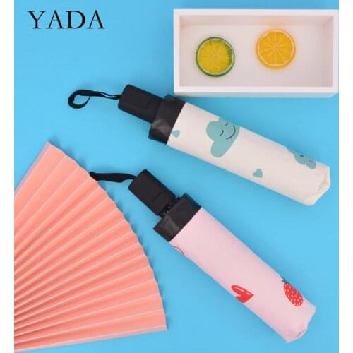 YADA Designer Fruit Lemon Strawberry Avocado Pattern Umbrellas Folding Rainy Umbrellas For Women Parasol Cute Umbrella YS200089