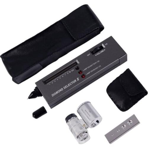 Portable Diamond Tester Pen with 60X LED Lighted Loupe Magnifying Glasses Combo