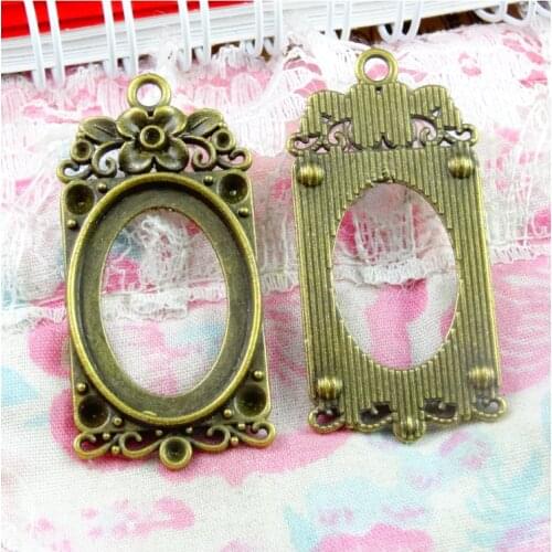 20pcs Oval Flower Pendant Tray Fit 18*25mm Antique Bronze Plated Vintage Handmade Cameo Base Setting