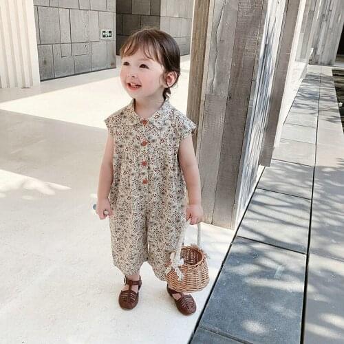 2021 Summer Girls Jumpsuit Korean Version Of Cotton Baby Long Romper Middle And Small ChildrenS Casual Sleeveless Clothing