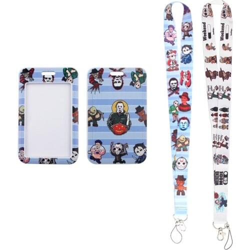 24pcs/lot MD439 DMLSKY Horror Movie Character Lanyard Keychain key Badge ID Mobile Phone Rope Cute Gift Lanyard With Card Holder