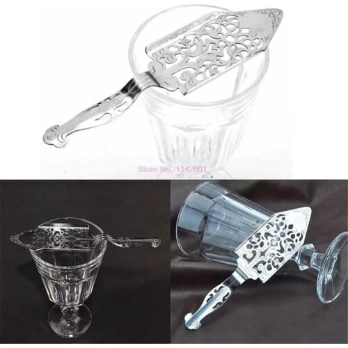 50Pcs/Lot Absinthe Spoon Stainless Steel Retro Cocktail Absinthe Filter Spoon Alcohol Flame Making Strainer Bar Utensils