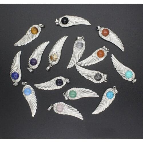 ASHMITA Natural Crystal Quartz Angel Wings Pendant Necklace for Women Girl Chakra Reiki Healing Eye Dream Yoga Choker Jewelry