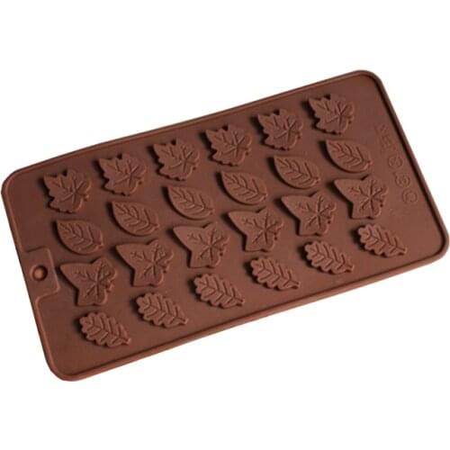 Free Shipping 24 Leaf Chocolate Mold Cooking Tools Silicone Mould Fondant Sugar Bow Craft Molds Diy Cake Decorating