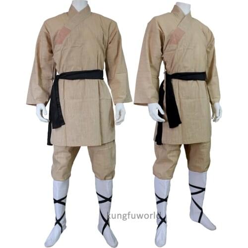 Beige Cotton Shaolin Monk Training Suit Martial arts Tai Chi Wing Chun Kung fu Uniform Karate Takwondo Gis