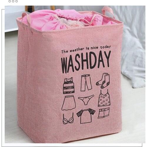 Large Capacity Foldable Cloth Dirty Clothes Laundry Basket Dustproof Bucket Toy Canvas Drawstring Storage Bin Bag for Household