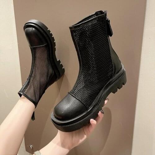 High Cool Boots Sandals Women 2021 New Fashion Women Rome Mesh Breathable Lace Up Sandals Ladies Shoes Paltform Wedges Shoes