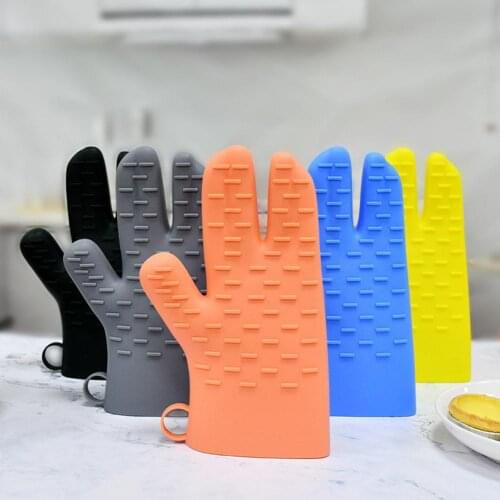 1Pair Household Gloves Microwave Oven Gloves Heat Resistant Silicone Gloves Kitchen Baking Cleaning Gloves Baking Accessories