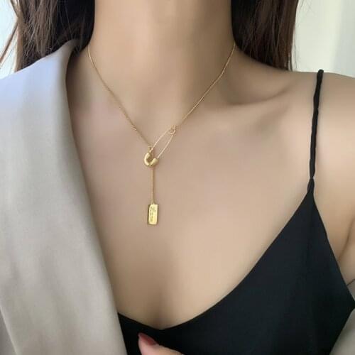 316L Stainless Steel Fashion Fine Jewelry Vintage Carving Love Tassel Paper Clip Charms Chain Choker Necklaces Pendant For Women