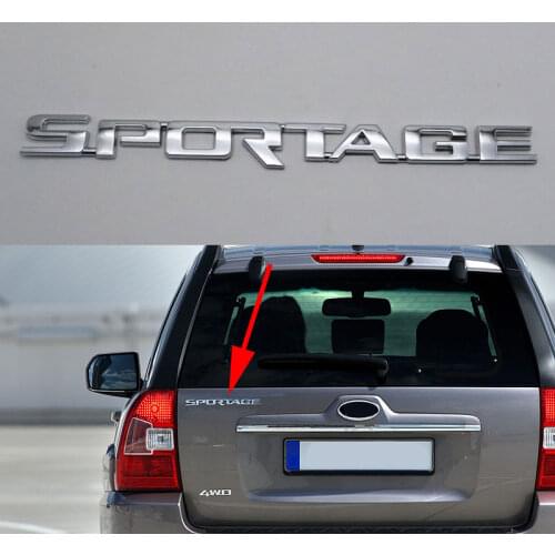 For Kia 2005-2009 Sportage Emblem Car Logo Sticker Rear Trunk Silver Black Letter Auto Badge Nameplate