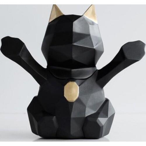 Toothpick Holders Delicate Geometric Abstract Cat Resin Box Cute Cartoon Home Art Decor Cotton Swab