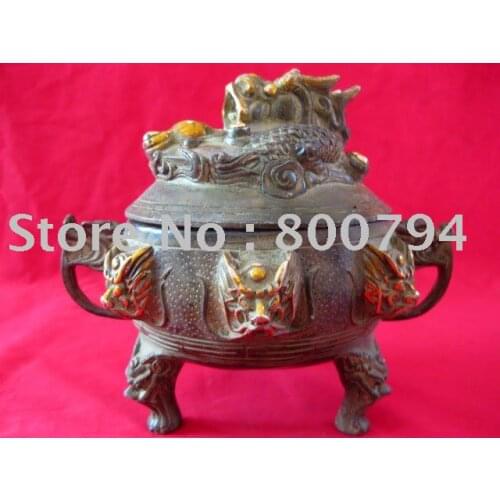 Rare Qing Dynasty Bronze Dragon Incense stove