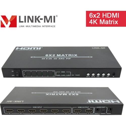 LINK-MI 6x2 HDMI Matrix with Dual ARC 1x2 Splitter 6x1 HDMI Switch