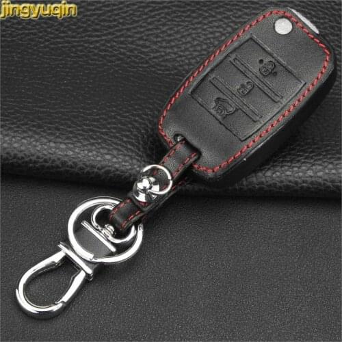 Jingyuqin Flip Folding Remote Car Key Leather Case Key Cover for KIA KX5 Rio Sportage QL ceed Sorento cerato K2 K3 K4 K5 Styling