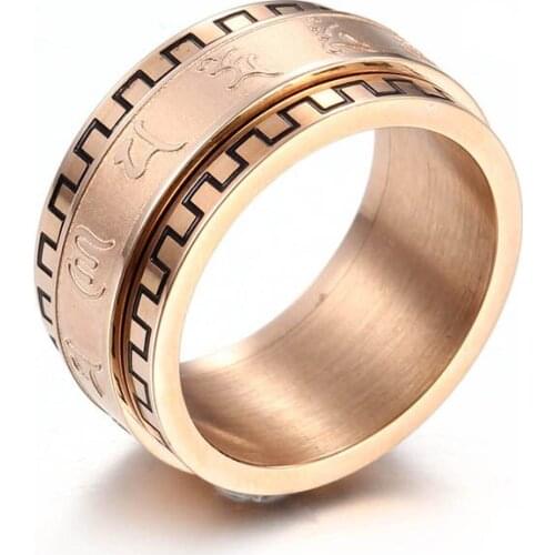 Fashion Titanium Steel Jewelry can turn six words mantra ring men and women index finger titanium steel ring ring