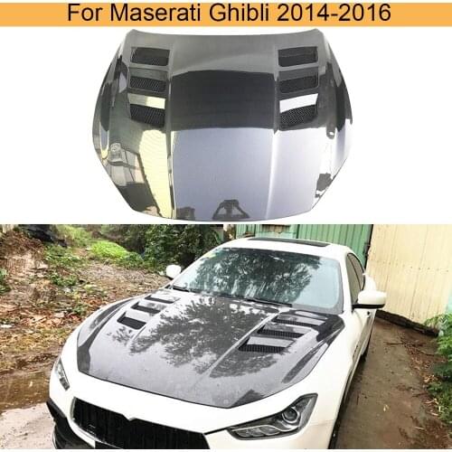 Car Front Bumper Engine Hood Cover For Maserati Ghibli 2014 2015 2016 Car Engine Hood Bonnet Cover Real Carbon Fiber