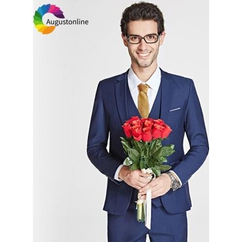 Men Suits For Wedding Royal Blue Bridegroom Groom Prom Slim Fit Formal Blazer Custom Tuxedo Best Man Costume Jacket+Pants+Vest