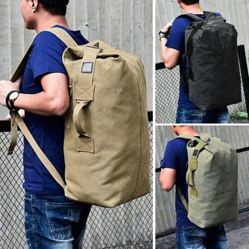 Mens Canvas Backpack Satchel Rucksack Hiking Travel Duffle Bag Military