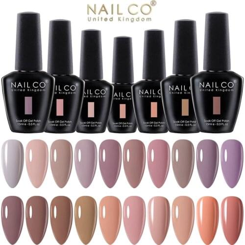 NAILCO 15ml Nude Colors Series LED Gel Nail Polish Vernis Kit UV Nails Gellak DIY 2021Autumn Winter Nail Art Manicure Design Set