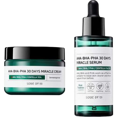 SOME BY MI AHA BHA PHA 30 Days Miracle Cream + 30 Day Miracle Serum Face Cream Blackhead Removal Acne Scar Treatment Facial Care