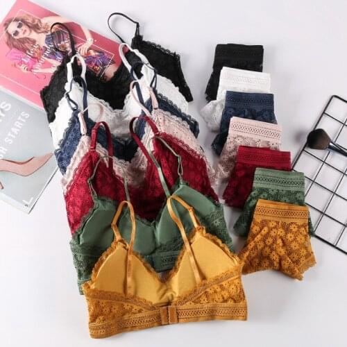 2021 new fashion Sexy lace beautiful back women underwear set comfortable skin-friendly rims-free ladies push up bra lingerie