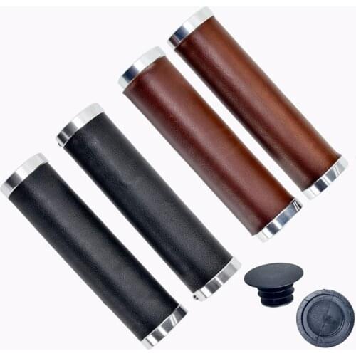 New Classic Bike Grips Retro PU leather handlebars Grips Bicycle Handle Grip Can be locked for MTB Fixed Gear Grip
