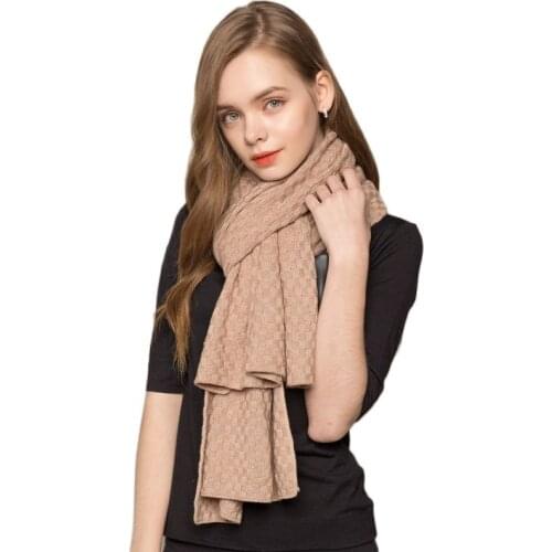 Autumn Winter Ms Silk Cashmere Thickened Warm Small Shawl Women Korean Version All-Match Solid Color Knitted Female
