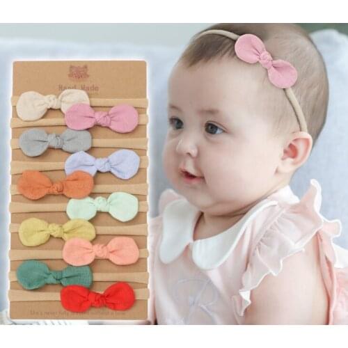 Wholesale 40pc/lot 2.4" Solid Cotton Hair Bow With Headbands or Clips,Kids Fabric Bows Nylon Turban Baby Girls Photography Props