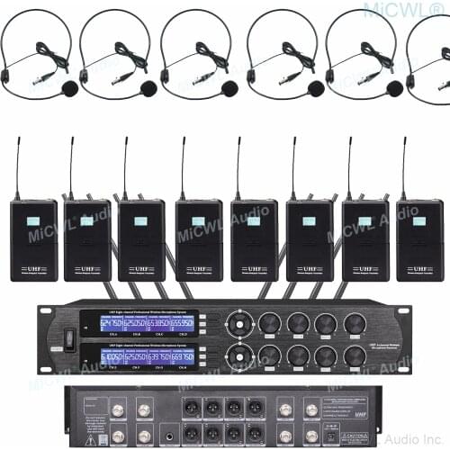 Pro UHF 8 Mics Channel Digital Wireless 8 Headset Cardioid Microphone 8 Handheld 8 Desktop DJ Karaoke Conference System MiCWL