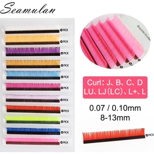 New Blue Purple Color Eyelash Extension Individual lashes Faux Mink False Eye Lashes Professional soft Cilios Light Natural