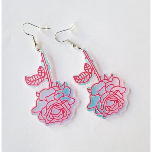 Romantic Rose Flower Earings Fashion Jewelry 2021 Girlfriend Gifts Flower Acrylic Drop Dangle Earrings