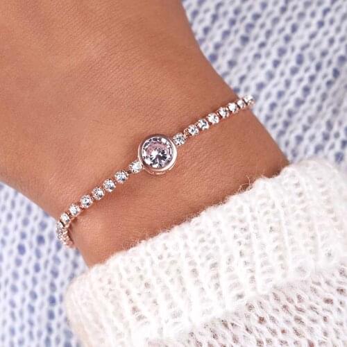 Luxury Adjustable Round Shape Cubic Zirconia Chain Crystal Wedding Bracelets For Women Men Gold Silver Color Bracelet Jewelry
