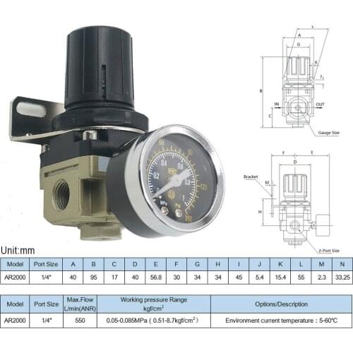 SMC Type Pressure Regulating Valve AR2000-02 Pneumatic mini air pressure regulator air treatment units