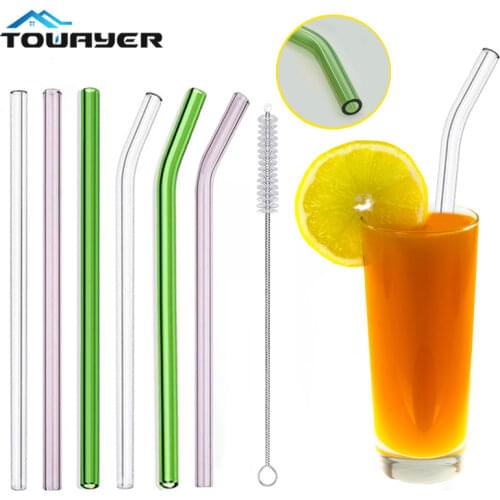 1Pcs Glass Straws Reusable Drinking Glass Tube Eco-friendly With Cleaning Brush Events Party Favors Supplies