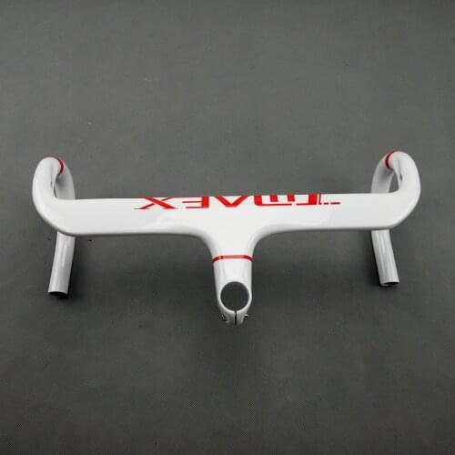 TMAEX Bike Carbon Fiber Handlerbar White Bicycle Full Carbon Handlebars Integrated Road Bicycle Accessories Parts