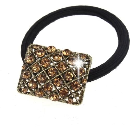 1 Pcs Exquisite Women Crystal Rhinestone Hair Band Rope Elastic Ponytail Holder bride fashion crystal hair circle hair sticks