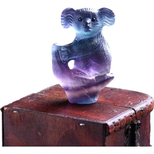 1pc natural colorful fluorite crystal tree koala bear koala bear hand carved sculpture home decorations festival DIY gift