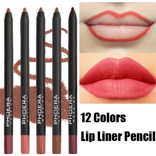 12 Colors Red Brown Lip Liner Pencil Waterproof Matte Lipsticks Natural Long lasting Women Makeup Lip Contouring Pen Cosmetic